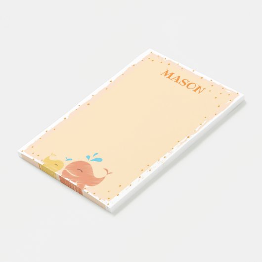 Post-it® Orange Nautical Whale Post It Note (Incliné)