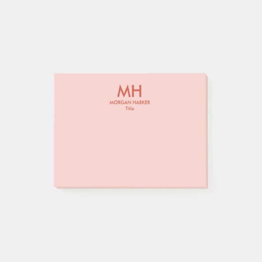 Post-it® Orange Pêche minimal Nettoyer Initiales (Devant)