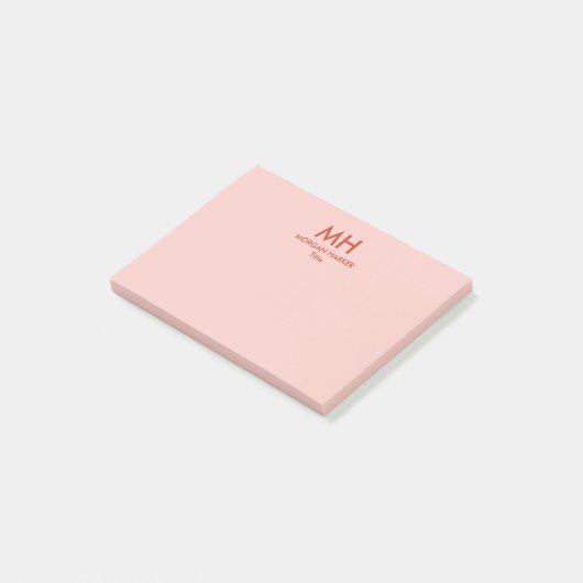 Post-it® Orange Pêche minimal Nettoyer Initiales (Incliné)