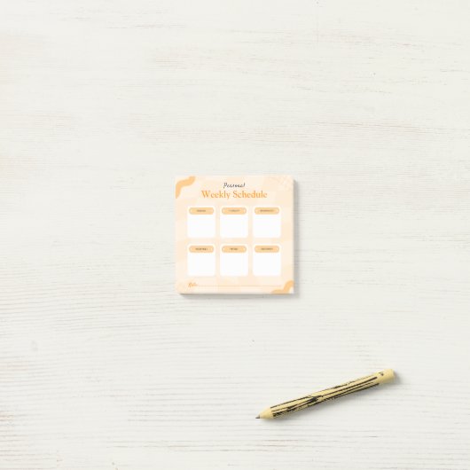 Post-it® Orange Retro Style Personal Weekly Planner (Sur un bureau)
