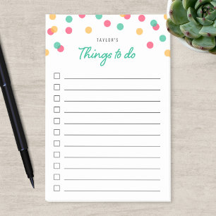 Post-it® Orange Rose Turquoise Confetti Choses à faire List