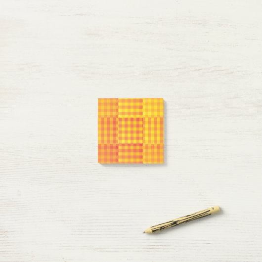 Post-it® Orange Yellow Checker Patchwork Pattern (Sur un bureau)