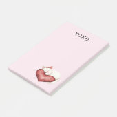 Post-it® Oreiller Chat Blanc Cœur Rouge (Incliné)