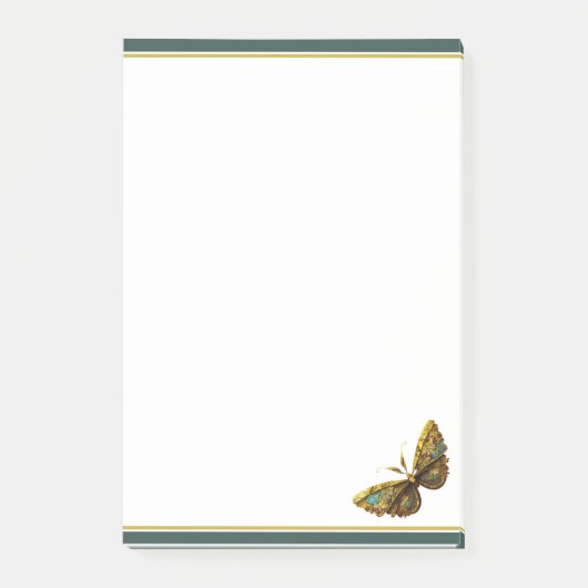 Post-it® Ornate Gold & Turquoise Butterfly 4"x6" (Devant)