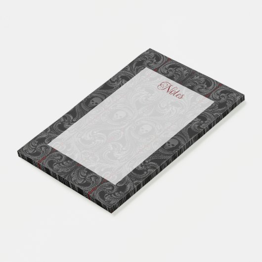 Post-it® Ornement Goth Grey avec crâne (Incliné)