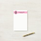 Post-it® Ornement Mandala noir et rose (Sur un bureau)