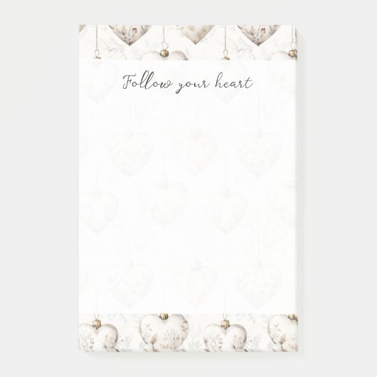 Post-it® Ornements coeurs gris crème chic (Devant)