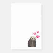 Post-it® Otter mignonne avec Coeurs d'Amour Rose (Devant)