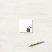 Post-it® Otter mignonne avec Coeurs d'Amour Rose (Sur un bureau)