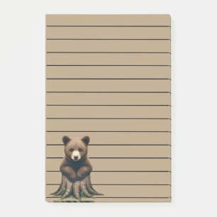 Post-it® Ours adorable assis sur une souche d'arbre
