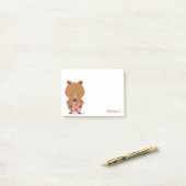 Post-it® Ours animal Monogramme Nom rose Enfants Notes post (Sur un bureau)