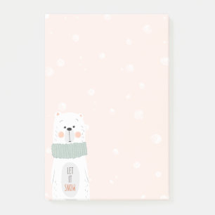 Post-it® Ours blanc - laissez-le neiger - Noël mignon