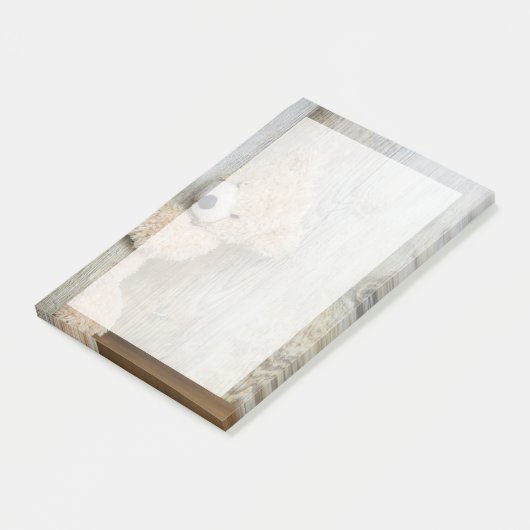 Post-it® Ours Cute Stuffé Mur Rustique En Bois (Incliné)