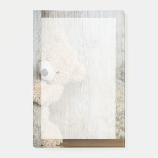 Post-it® Ours Cute Stuffé Mur Rustique En Bois (Devant)