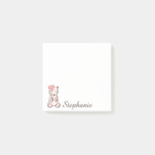 Post-it® Ours Doux Personnalisé Avec Fleurs Aquarelle