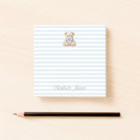 Ours en peluche & rayures bleues Nom personnalisé