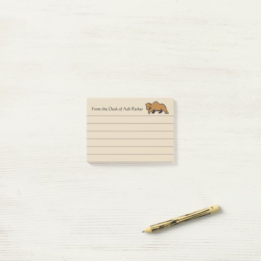 Post-it® Ours grizzli rustique (Sur un bureau)