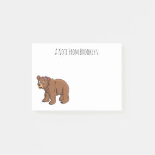 Post-it® Ours mignon avec dessin animé sur les fleurs