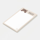 Post-it® Ours mignon beige & empreintes Ajoutez votre nom (Incliné)