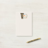 Post-it® Ours mignon, Fleur Jaune & Fer Florale Personnalis (Sur un bureau)