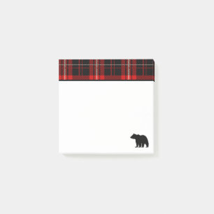 Post-it® Ours noir rouge plaid cabine