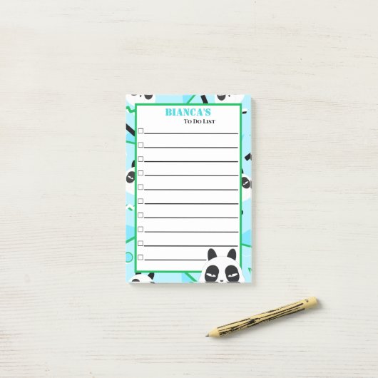 Post-it® Ours panda bleu cache-cache (Sur un bureau)