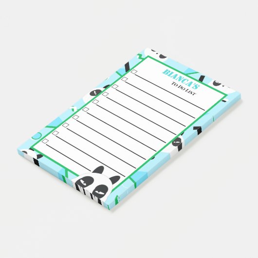 Post-it® Ours panda bleu cache-cache (Incliné)