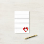 Post-it® Ours Panda Cute Et Carrosserie Rouge (Sur un bureau)