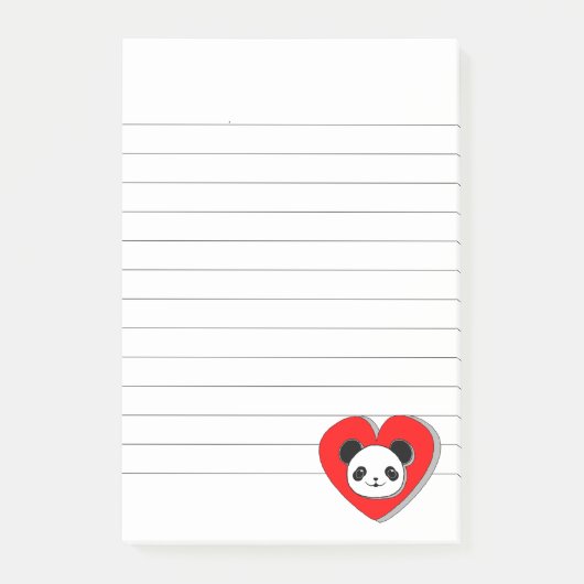 Post-it® Ours Panda Cute Et Carrosserie Rouge (Devant)