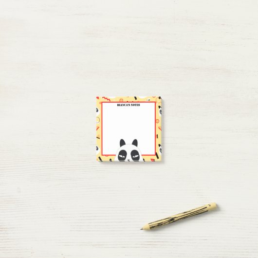 Post-it® Ours Panda Jaune Peekaboo (Sur un bureau)