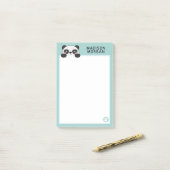 Post-it® Ours Panda Mignon Turquoise & Pattes Ajoutez Votre (Sur un bureau)