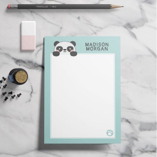 Post-it® Ours Panda Mignon Turquoise & Pattes Ajoutez Votre