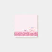 Post-it® Ours Peint À La Main Rose Avec Ruban (Devant)