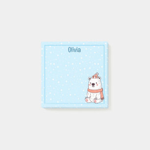 Post-it® Ours Polaire En Casquette Et Écharpe Personnalisé