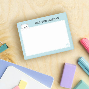 Post-it® Ours Polaire Mignon Bleu & Empreintes Ajoutez Votr
