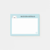 Post-it® Ours Polaire Mignon Bleu & Pattes Ajoutez Votre No (Devant)