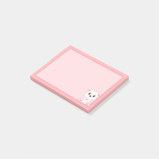 Post-it® Ours polaire mignon sur rose clair (Incliné)