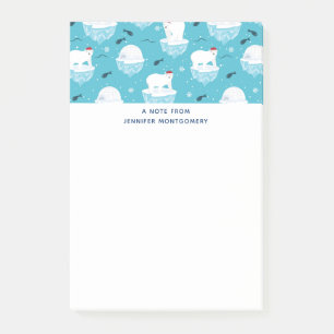 Post-it® Ours polaires mignons à Santa Hats Motif de Noël