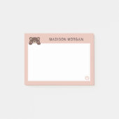 Post-it® Ours rose mignon & Post-it Notes avec nom (Devant)