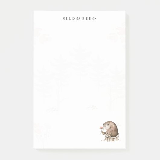 Post-it® Ours Woodland Moderne Design Aquarelle (Devant)