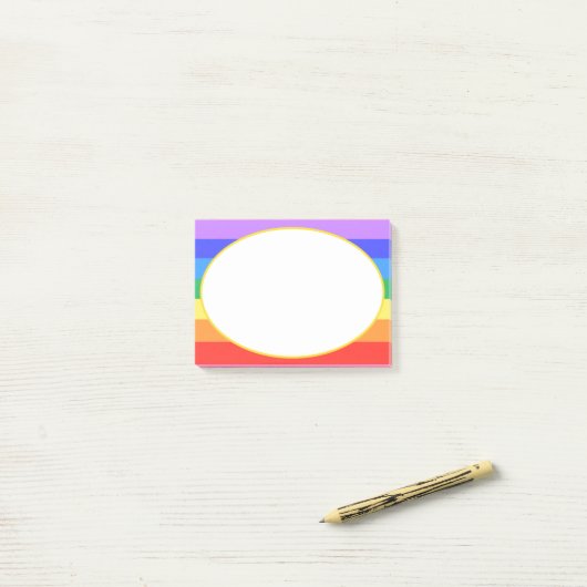 Post-it® Ovale blanc sur le magnifique arc-en-ciel (Sur un bureau)