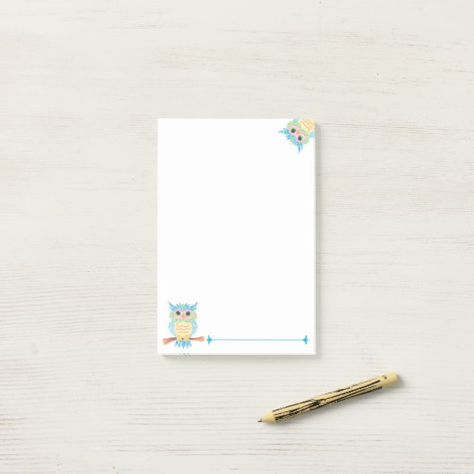 Post-it® Owl Post-It Notes (Sur un bureau)