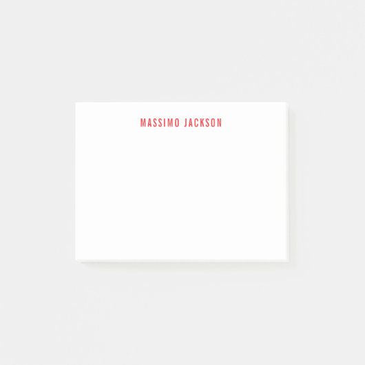 Post-it® Own Name Decorative Chic Plain Simple Red White (Devant)