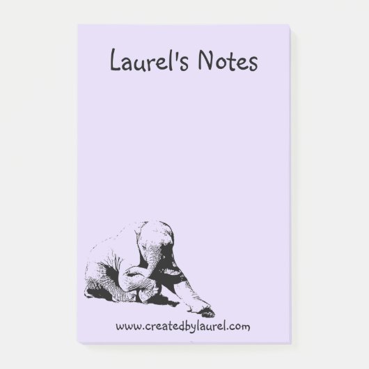 Post-it® Pad à note violette avec éléphant bébé (Devant)