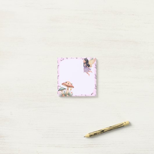 Post-it® Pad en Mémo Fée Rose - Enchanter la prise de notes (Sur un bureau)