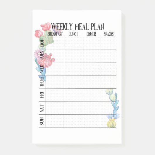 Post-it® Page Plan de repas hebdomadaire (Devant)