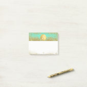 Post-it® Paillettes dorées & Monogramme personnalisé Glam A (Sur un bureau)