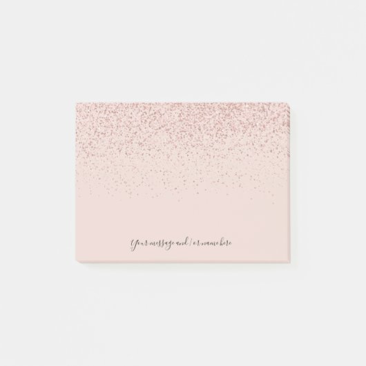 Post-it® Paillettes Or Rose Votre Message (Devant)