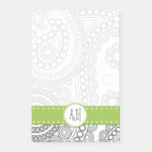 Post-it® Paisley Motif, noir et blanc, Monogramme (Devant)