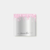 Post-it® Pale Pink Glitter Drips Silver Shimmer (Devant)